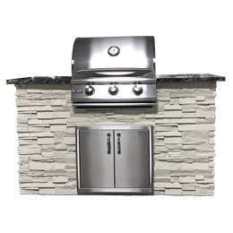 5' Grill Island - Black Top / White Wall