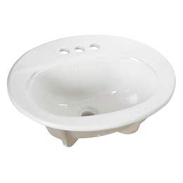 17 x 20 Plastic Oval Lavatory Sink, Bone