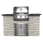 5' Grill Island - White Top / Grey Walls